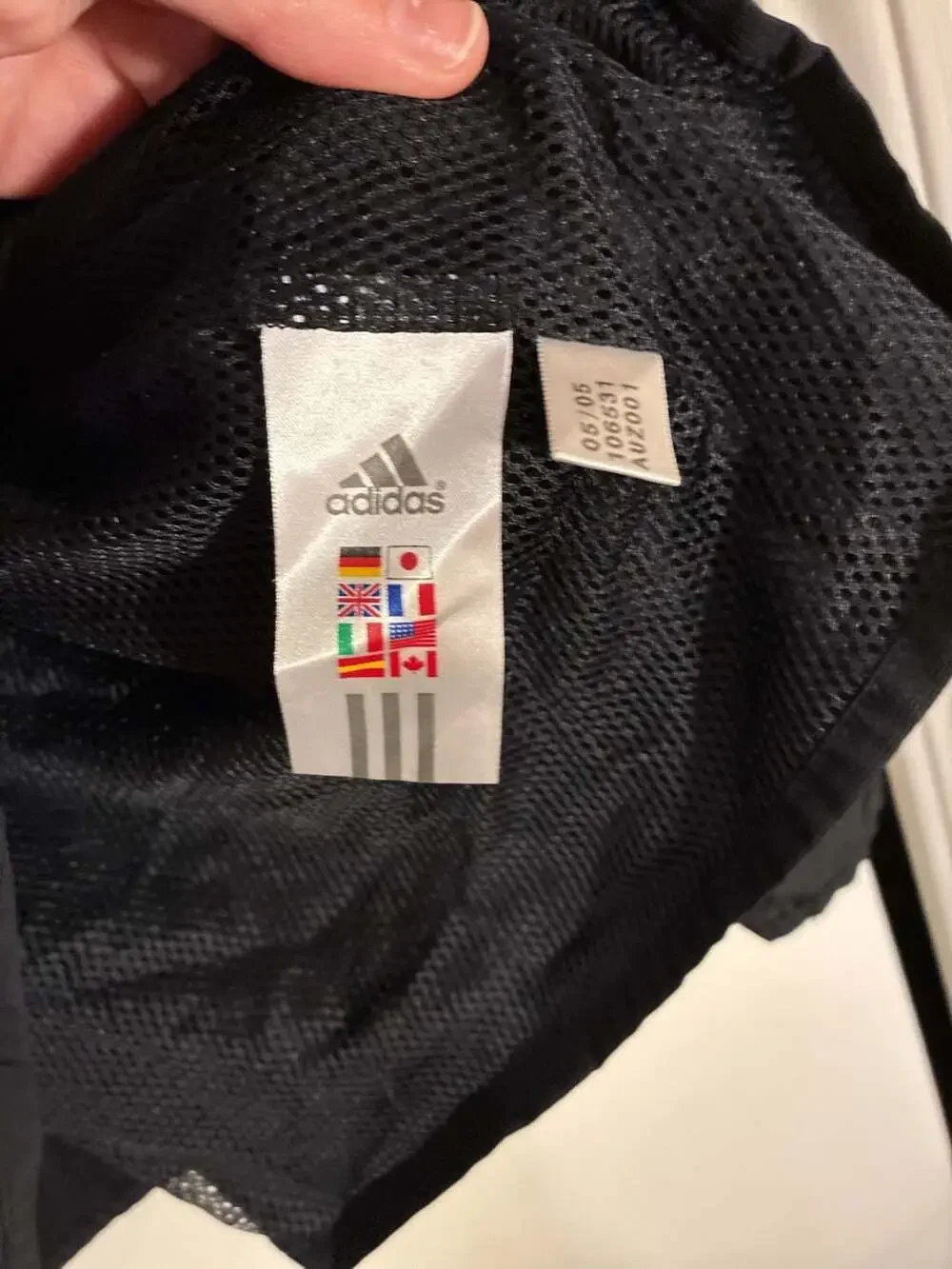 Adidas Men's Three-Stripe Hooded Windbreaker Jacket Black